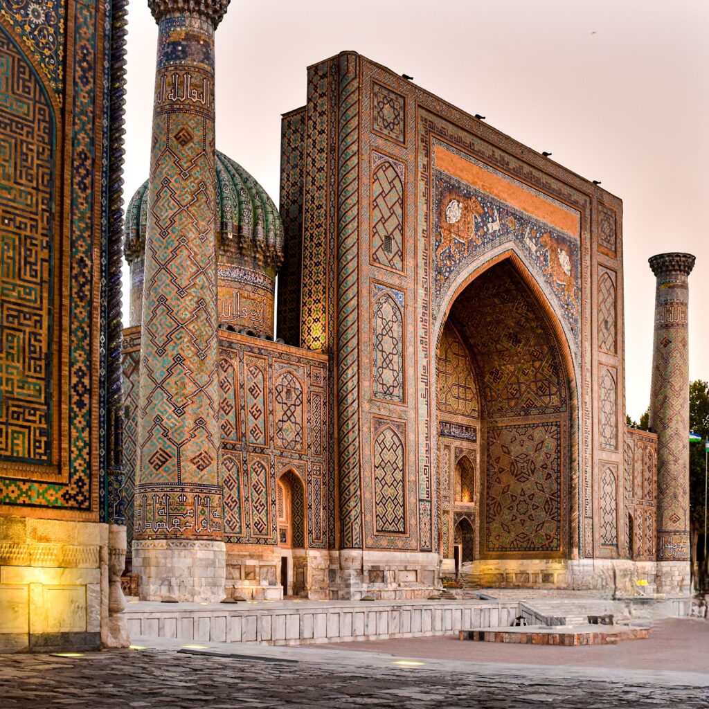 The famous Registan Square Uzbekistan, is the main square in Samarkand